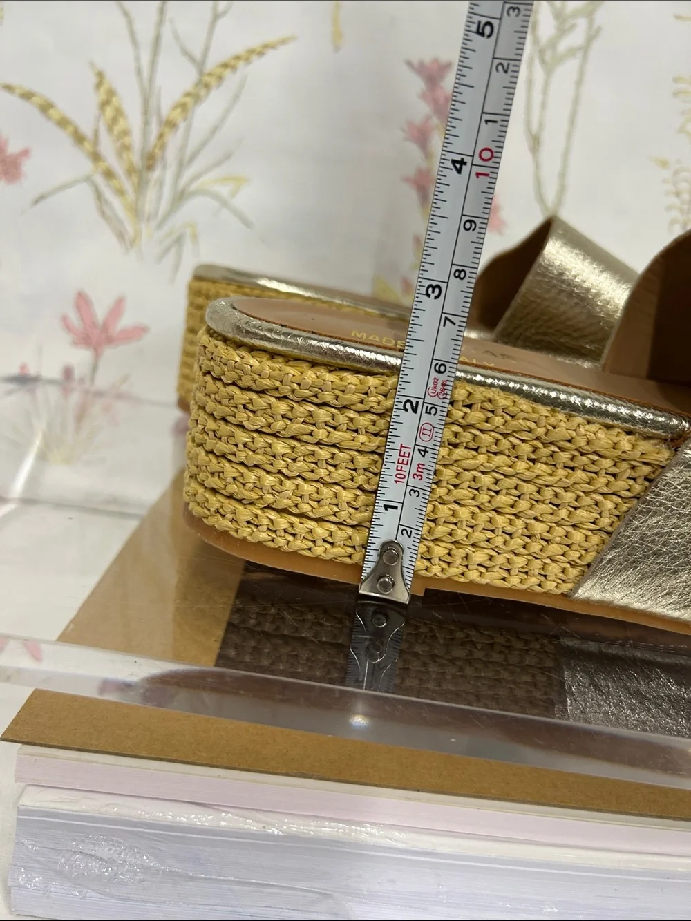 Johnny Was Metallic Gold Platform Slide Sandals